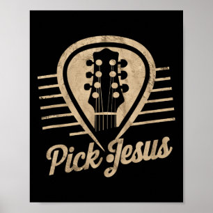 Póster Jesús de la púa de guitarra Música Pastor Feliz dí