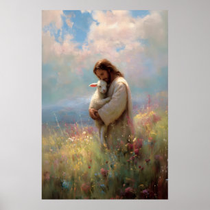 Póster Jesús Deja a las 99 ovejas Jesús y oveja perdida W