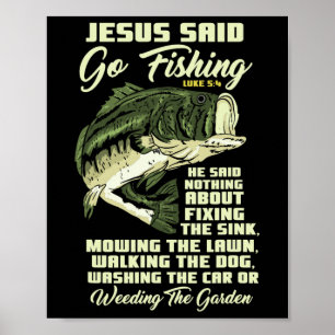 Póster Jesús dijo ve a pescar historia de peces Biblia pe