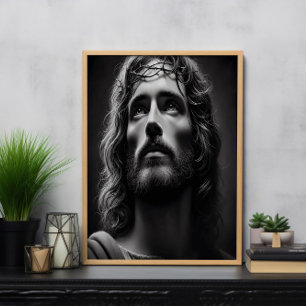 Póster Jesús Divino Pastor con mirada tensa
