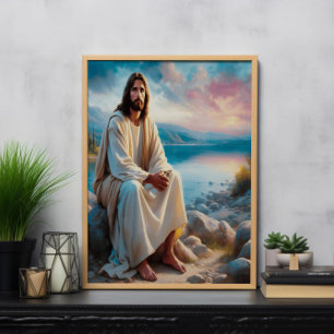 Póster Jesús Divino Paz Junto A Las Aguas Del Sol