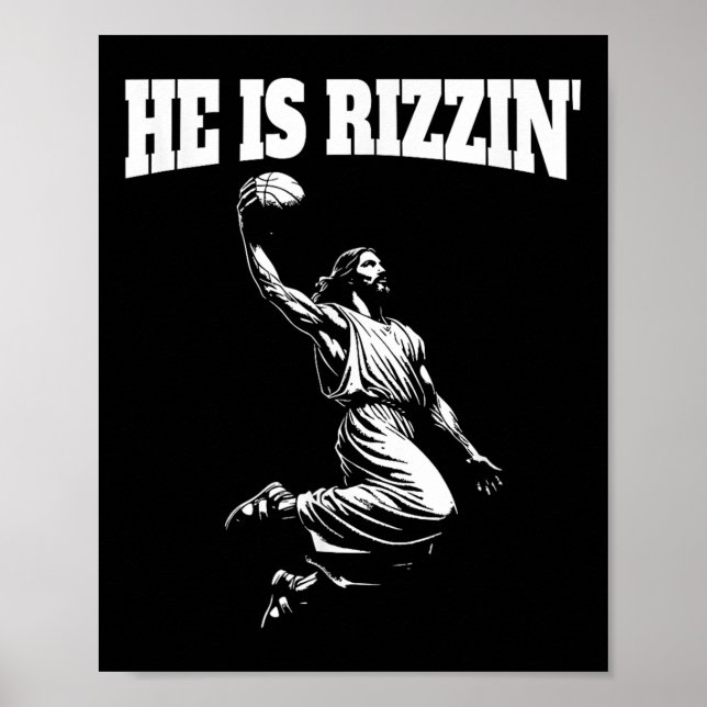 Póster Jesus Dunking Meme Heaven Basketball Dunk Es Ri (Frente)