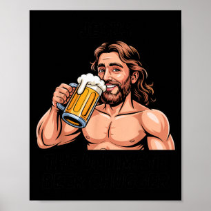 Póster Jesús El Trago de Cerveza Definitivo _ Divertido C