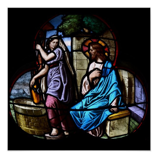 Póster Jesús en el Vidrio Manchado (Anverso)