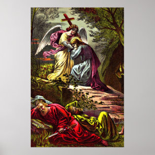 Póster Jesús en Gethsemane hablando con el ángulo