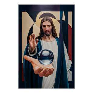 Póster Jesús en la elegancia neo-cubista modernidad Resum
