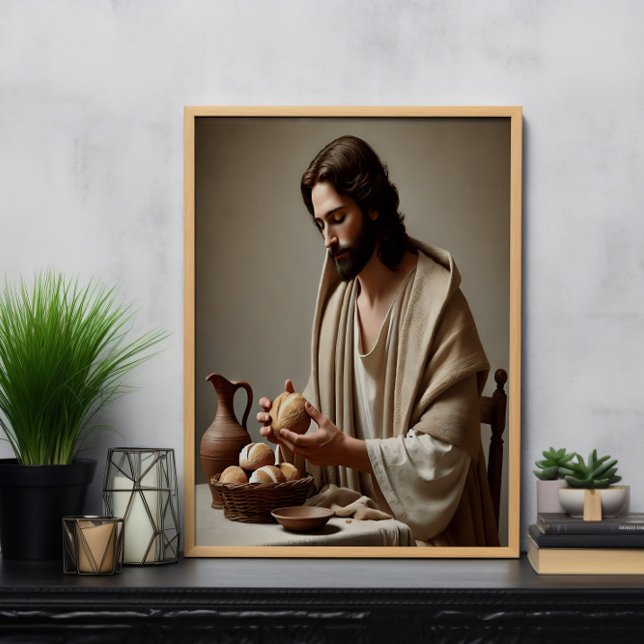 Póster Jesús en soledad rompiendo pan sagrado (Subido por el creador)
