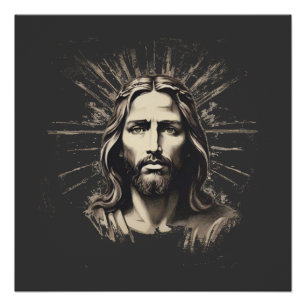 Póster Jesús en un lápiz blanco y negro 1