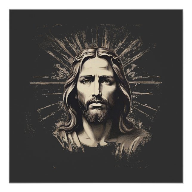 Póster Jesús en un lápiz blanco y negro 1 (Anverso)