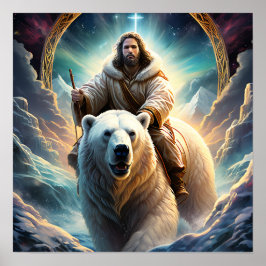 Póster Jesús en un oso polar
