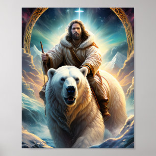 Póster Jesús en un oso polar 8x10