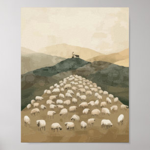 Póster Jesús encuentra la oveja perdida Ilustración