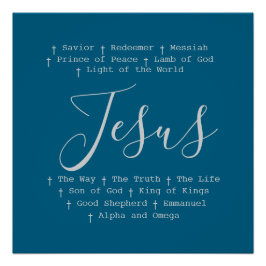 Póster "Jesús es" basado en la fe cristiana