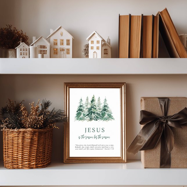 Póster Jesús es la razón del Árbol acuarela de temporada (Subido por el creador)