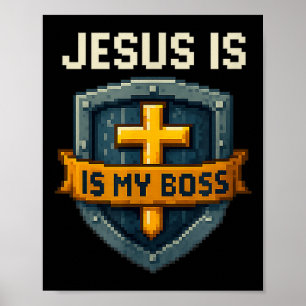 Póster Jesús Es Mi Jefe Escudo Cristiano Superhéroe _4