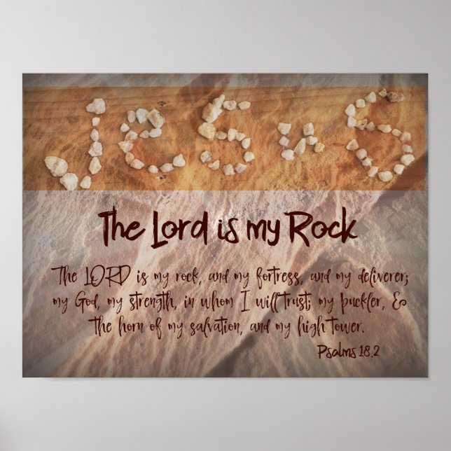 Póster Jesús es mi Rock con Verso de la Biblia (Frente)