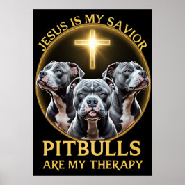 Póster Jesús Es Mi Salvador Pitbulls Es Mi Divertido Tera