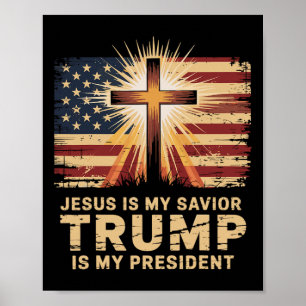 Póster Jesús es mi salvador Trump es mi presidente Bíblic