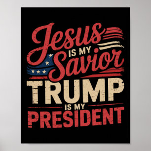 Póster Jesús es mi salvador Trump es mi presidente Bíblic