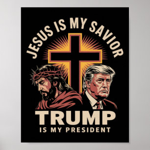 Póster Jesús es mi salvador Trump es mi presidente Religi