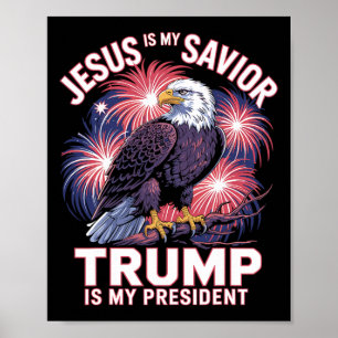 Póster Jesús es mi salvador Trump es mi presidente Religi