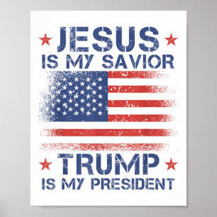 Póster Jesús Es Mi Salvador Trump Es Mi Presidente Retro