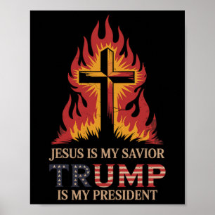 Póster Jesús Es Mi Salvador Trump Mi Presidente Conservad