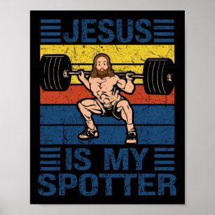 Póster Jesús Es Mi Spotter Christian Gym Workout Weightli