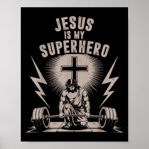 Póster Jesús Es Mi Superhéroe Gracioso Gimnasio Cristiano