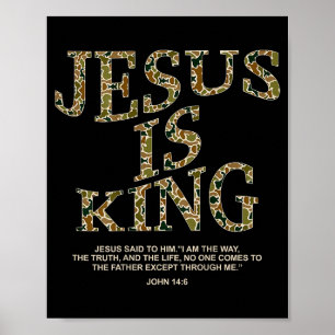 Póster Jesús Es Rey Camuflaje Cruz Cristiana Dios Fe Bibl