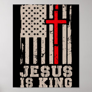 Póster Jesús Es Rey Cristo Señor Patriótico Cristiano Ame