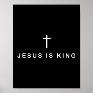 Póster Jesús Es Rey Cruz Sutil Cristiano Mínimo Religioso