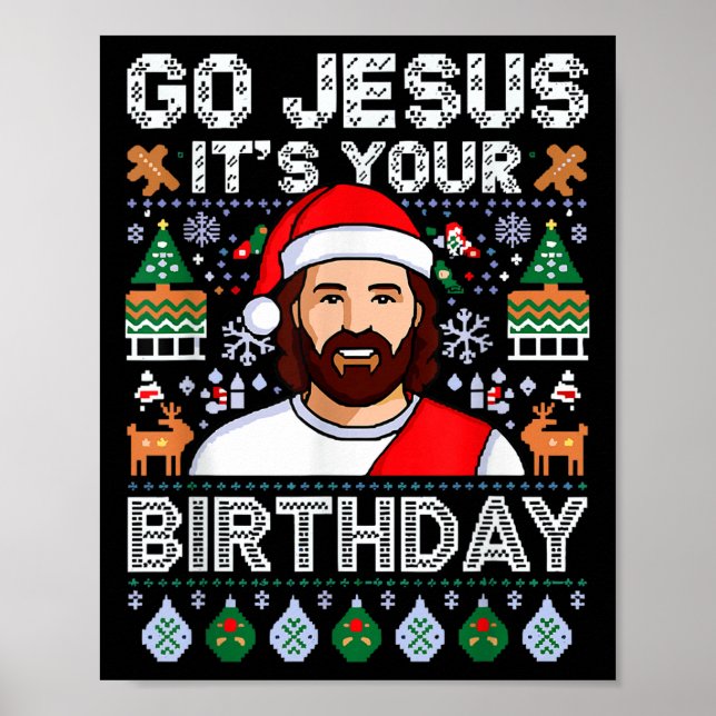 Póster Jesús es tu cumpleaños Navidades graciosos de Jesú (Frente)