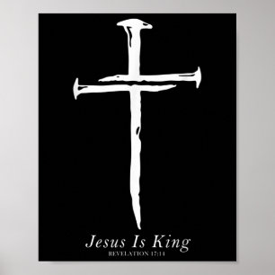 Póster Jesús es un rey gracioso cruzando clavos cristiano