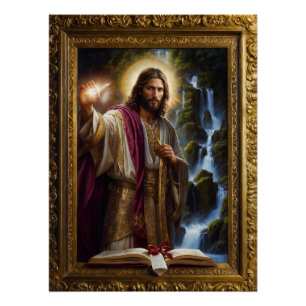 Póster Jesús escribiendo en el libro de la vida
