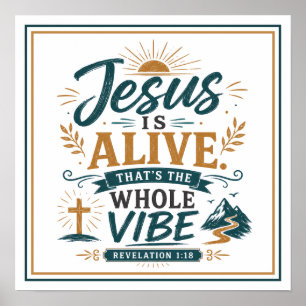 Póster Jesús Está Vivo Esa Es La Vibra Cita Bíblica