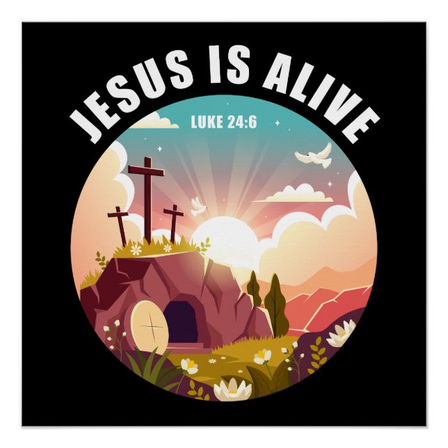 Póster Jesús está vivo Resurrección Fe Semana Santa Crist (Anverso)