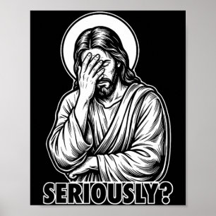 Póster Jesús facepalm divertido cristiano religioso meme 