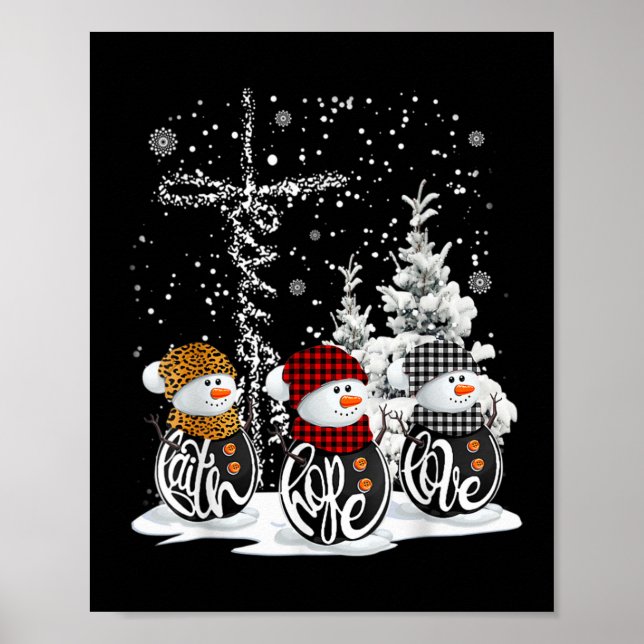 Póster Jesus Faith Hope Love Snowman Graciosos Navidad Pa (Frente)