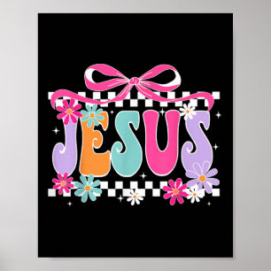 Póster Jesús Floral Groovy Coquette Lazo Religioso Cristi