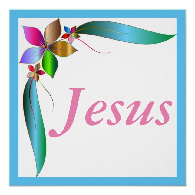 PÓSTER JESUS FLOWER RIBBON (Anverso)