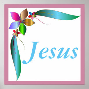 PÓSTER JESUS FLOWER RIBBON