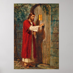 Póster Jesús golpea en la puerta