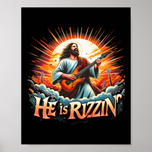 Póster Jesús Guitarrista Está Rizzin Feliz Día de Pascua