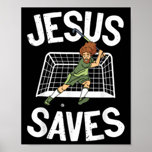 Póster Jesús Hockey Hierba Fe Cristiano Jesús Salva _1