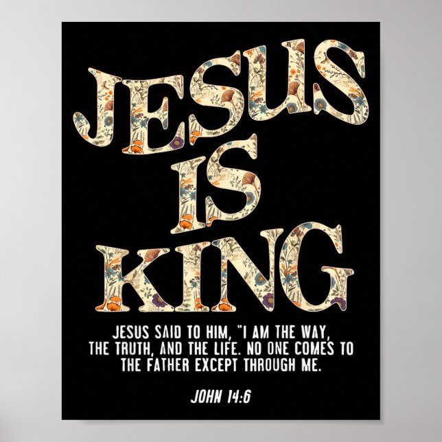 Póster Jesus Is King Christian Cross God Faith Bible Reli (Frente)
