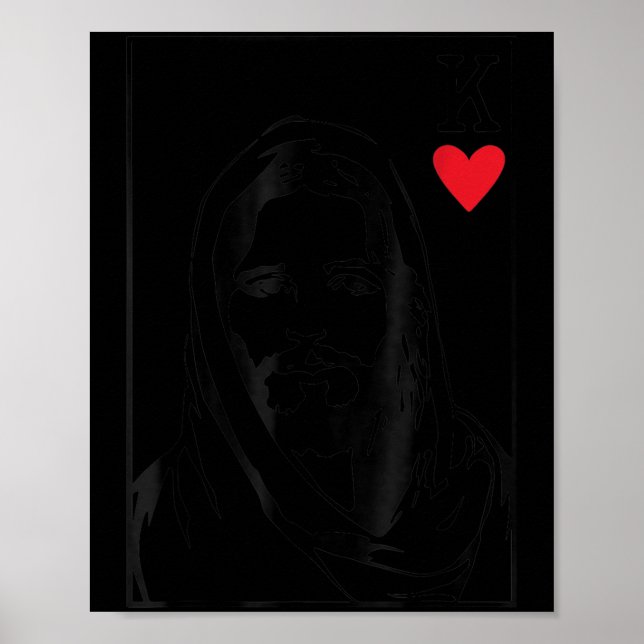Póster Jesus Is King Jesus King Of Hearts Card Christian  (Frente)