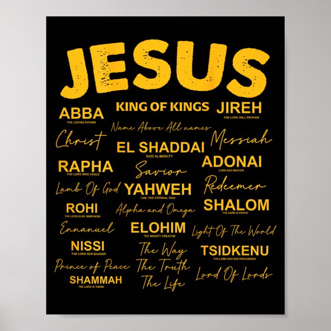 Póster Jesus Is King Names Of God Hebrew Jesus Christian  (Frente)