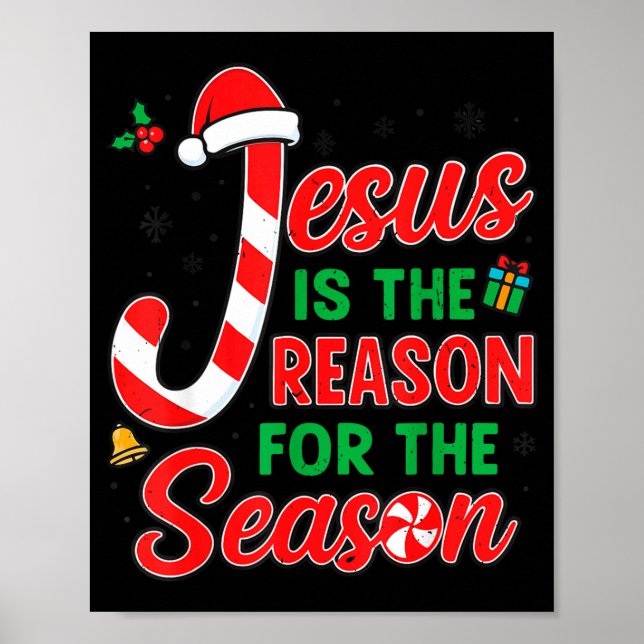 Póster Jesus Is Reason For Season Christian Christmas Pjs (Frente)