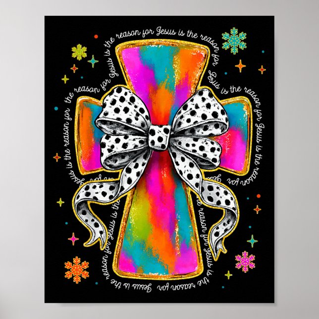 Póster Jesus Is The Reason Christian Cross Coquette Bow C (Frente)